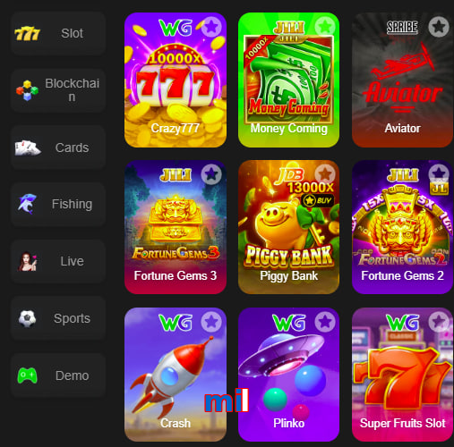 Main screen of Mil game page for PK players